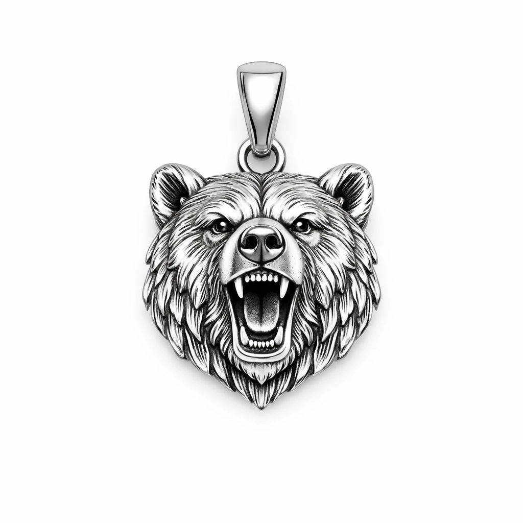 Pendentif Ours Argent – Bijou Animalier Puissant & Sauvage