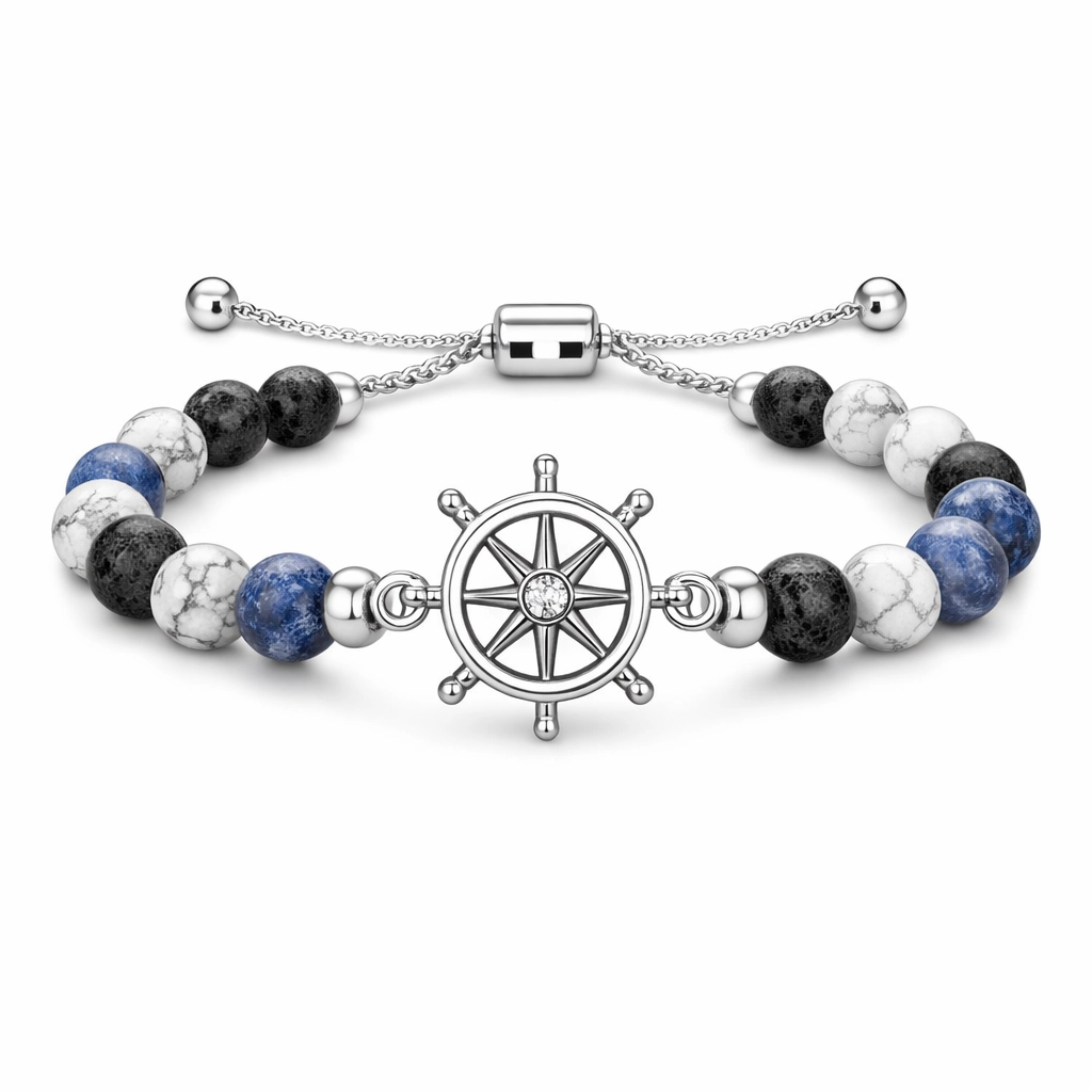 Bracelet Gouvernail Perles – Bijou Marin Élégant & Aventure